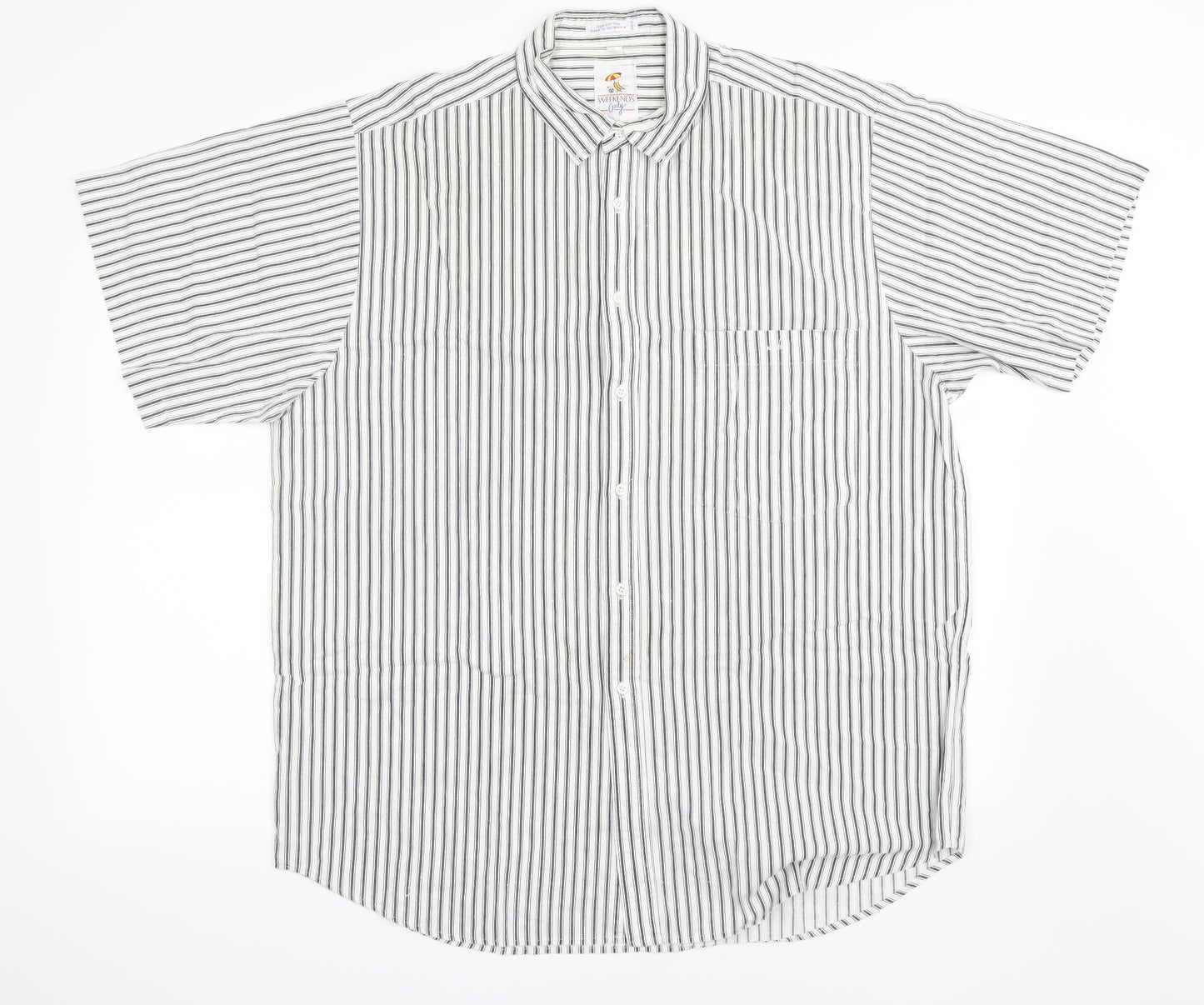 weekends only Mens White Striped   Button-Up Size L