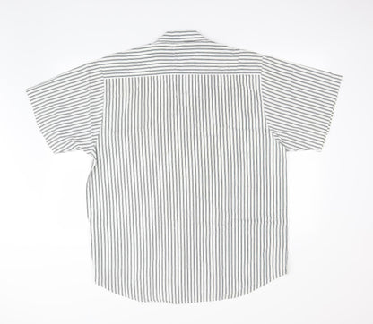 weekends only Mens White Striped   Button-Up Size L