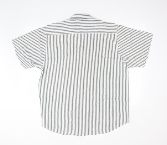 weekends only Mens White Striped   Button-Up Size L