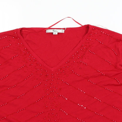 Klass Collection Womens Red   Pullover Sweatshirt Size XL