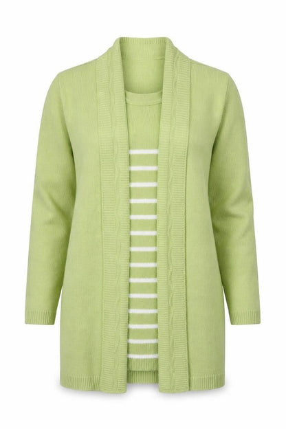 Prauna Womens Green Striped Knit Pullover Jumper Size M