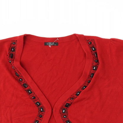 BM Womens Red  Knit Cardigan Jumper Size M