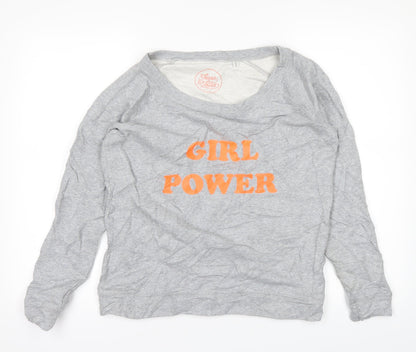 Organic Cotton Womens Grey   Pullover Jumper Size S  - Girl Power