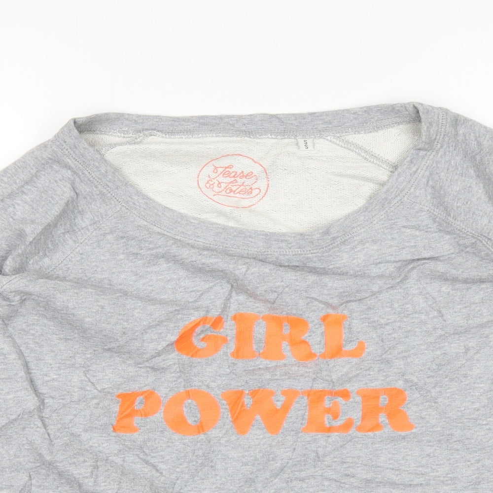 Organic Cotton Womens Grey   Pullover Jumper Size S  - Girl Power
