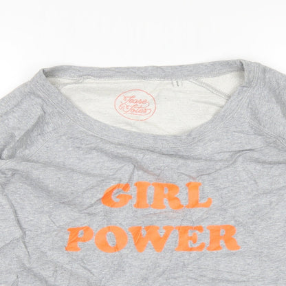 Organic Cotton Womens Grey   Pullover Jumper Size S  - Girl Power