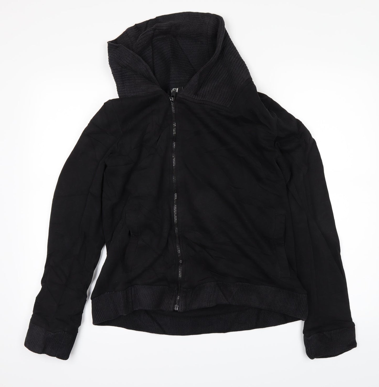 H&M Womens Black   Full Zip Jumper Size M