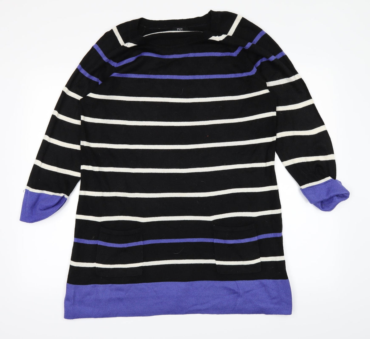 F&F Womens Black Striped  Pullover Jumper Size 14