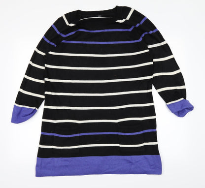 F&F Womens Black Striped  Pullover Jumper Size 14