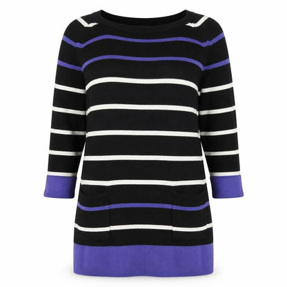 F&F Womens Black Striped  Pullover Jumper Size 14