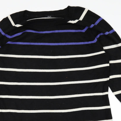 F&F Womens Black Striped  Pullover Jumper Size 14