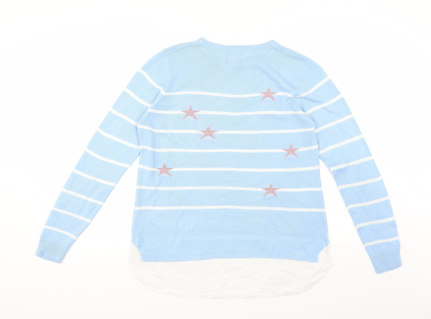 Beyou Womens Blue Striped  Pullover Jumper Size 12