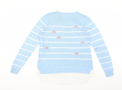Beyou Womens Blue Striped  Pullover Jumper Size 12