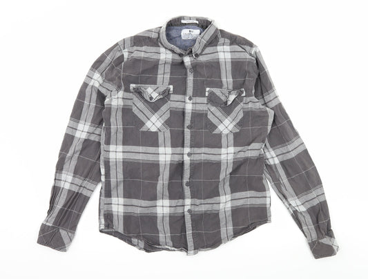 Mens UK Size M Crosshatch Green  Button-Up Long Sleeve Casual Shirt