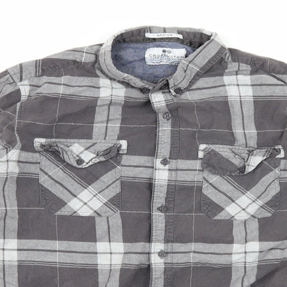 Mens UK Size M Crosshatch Green  Button-Up Long Sleeve Casual Shirt