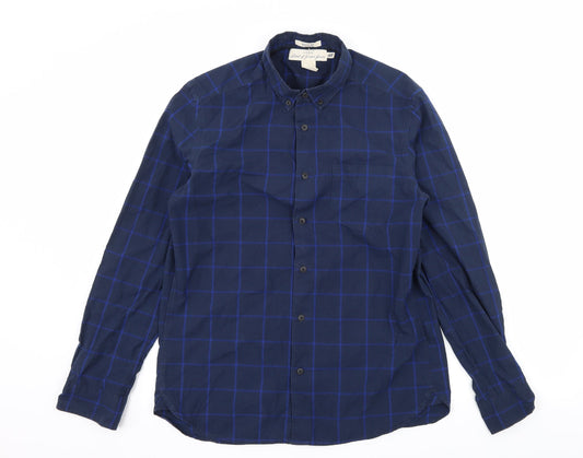 Mens UK Size S H&M Blue  Button-Up Long Sleeve Casual Shirt