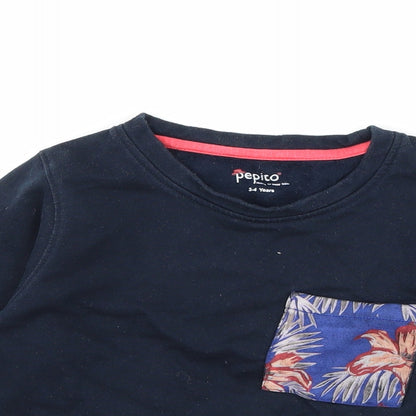 Pepito Boys Blue  Jersey Pullover Sweatshirt Size 3-4 Years  - Palm Leaf
