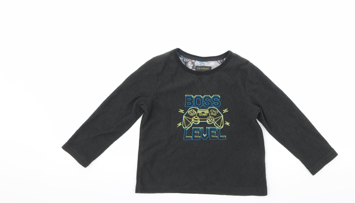 Primark Boys Grey  Fleece  Pyjama Top Size 3-4 Years  - Boss Level