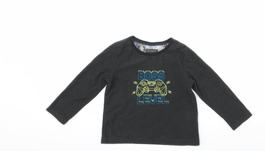 Primark Boys Grey  Fleece  Pyjama Top Size 3-4 Years  - Boss Level
