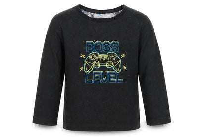 Primark Boys Grey  Fleece  Pyjama Top Size 3-4 Years  - Boss Level