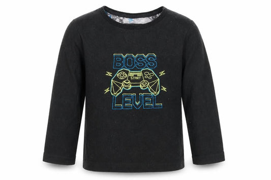 Primark Boys Grey  Fleece  Pyjama Top Size 3-4 Years  - Boss Level