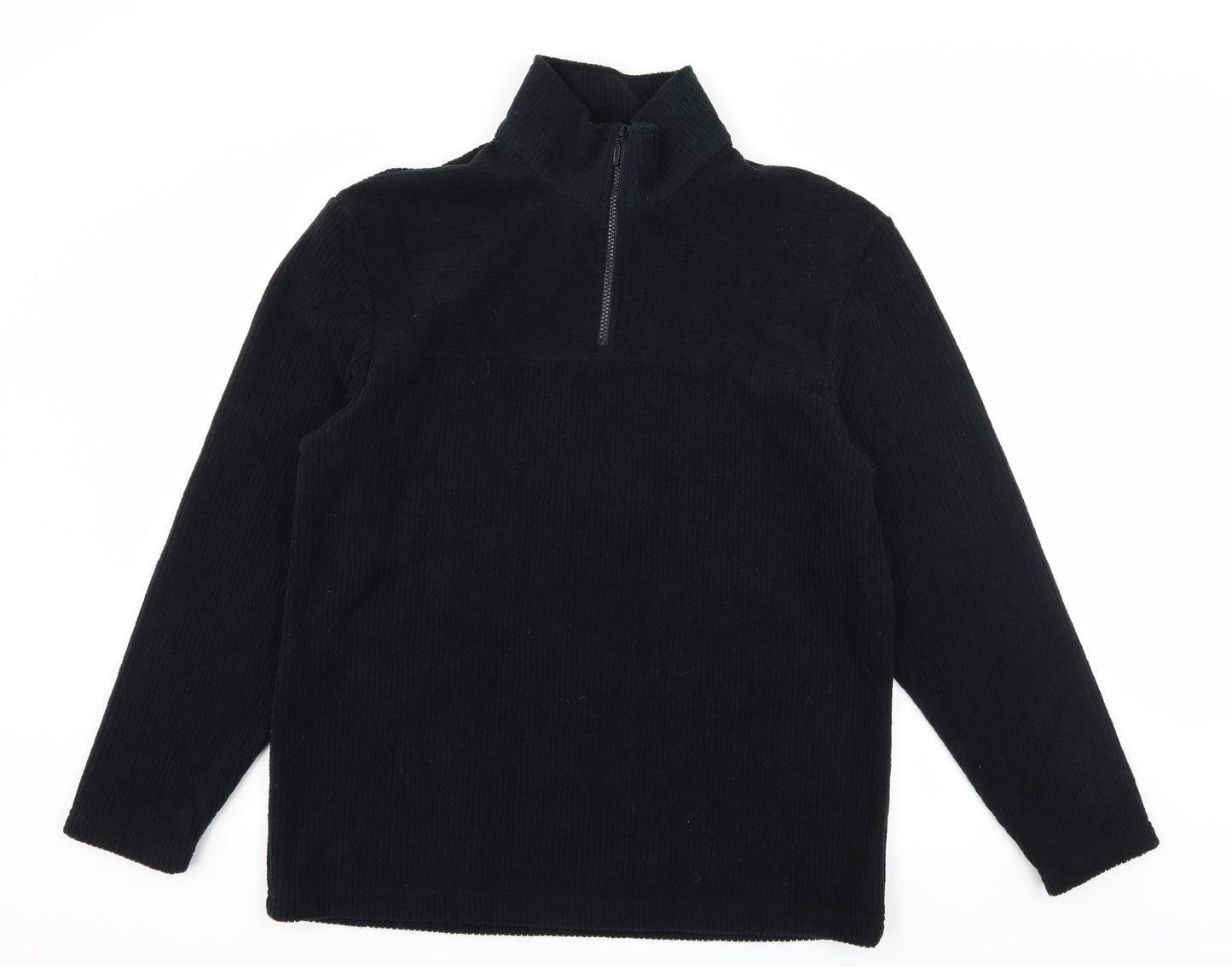 Trader Mens Black  Fleece Pullover Sweatshirt Size S