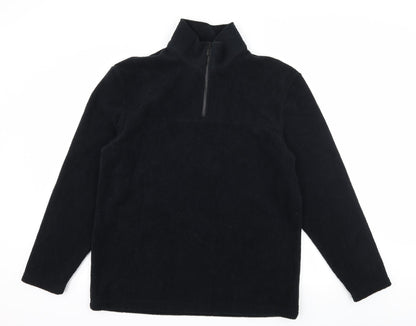 Trader Mens Black  Fleece Pullover Sweatshirt Size S