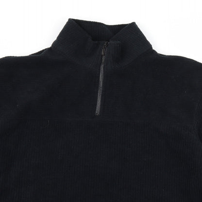 Trader Mens Black  Fleece Pullover Sweatshirt Size S