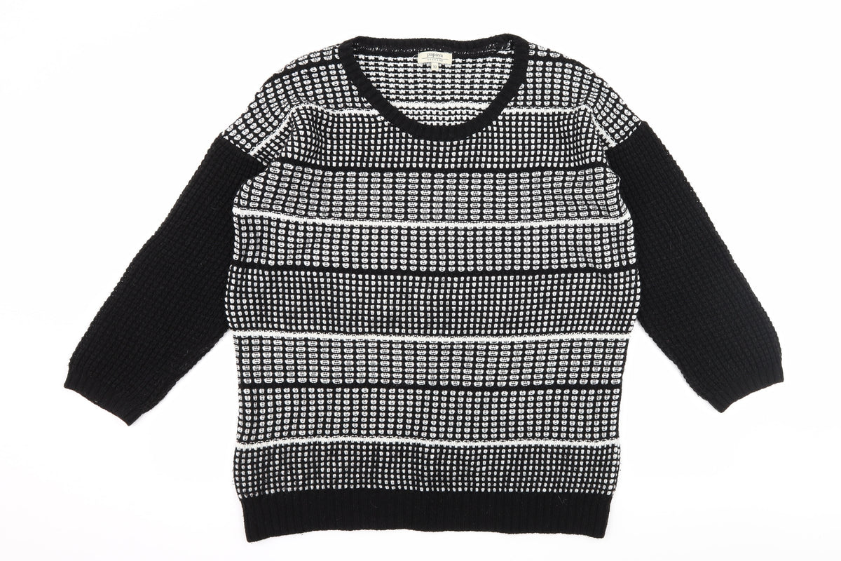 Papaya Womens Black Check Knit Pullover Jumper Size 10