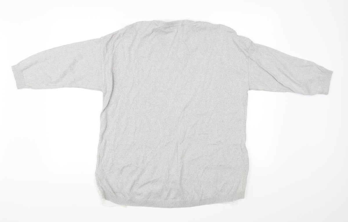 Tu Womens Grey Floral  Pullover Jumper Size 16