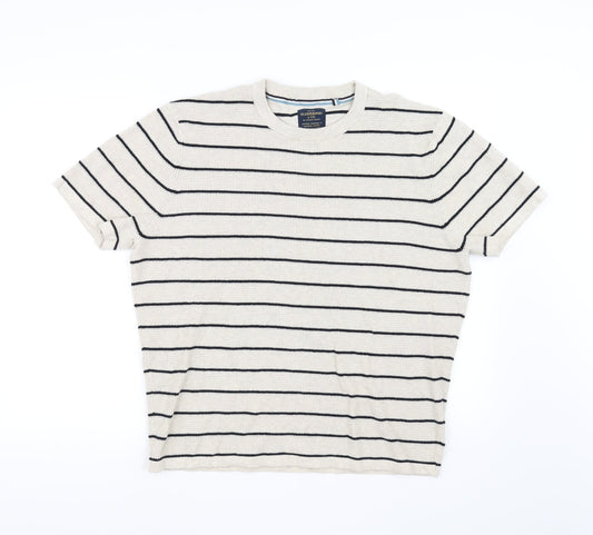 Hammond & CO Mens Beige Striped  Pullover Jumper Size L