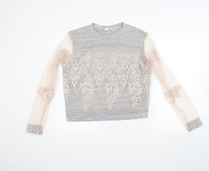 H&M Womens Grey   Pullover Sweatshirt Size M