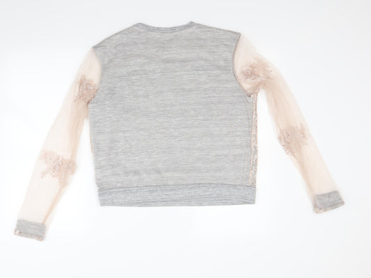 H&M Womens Grey   Pullover Sweatshirt Size M