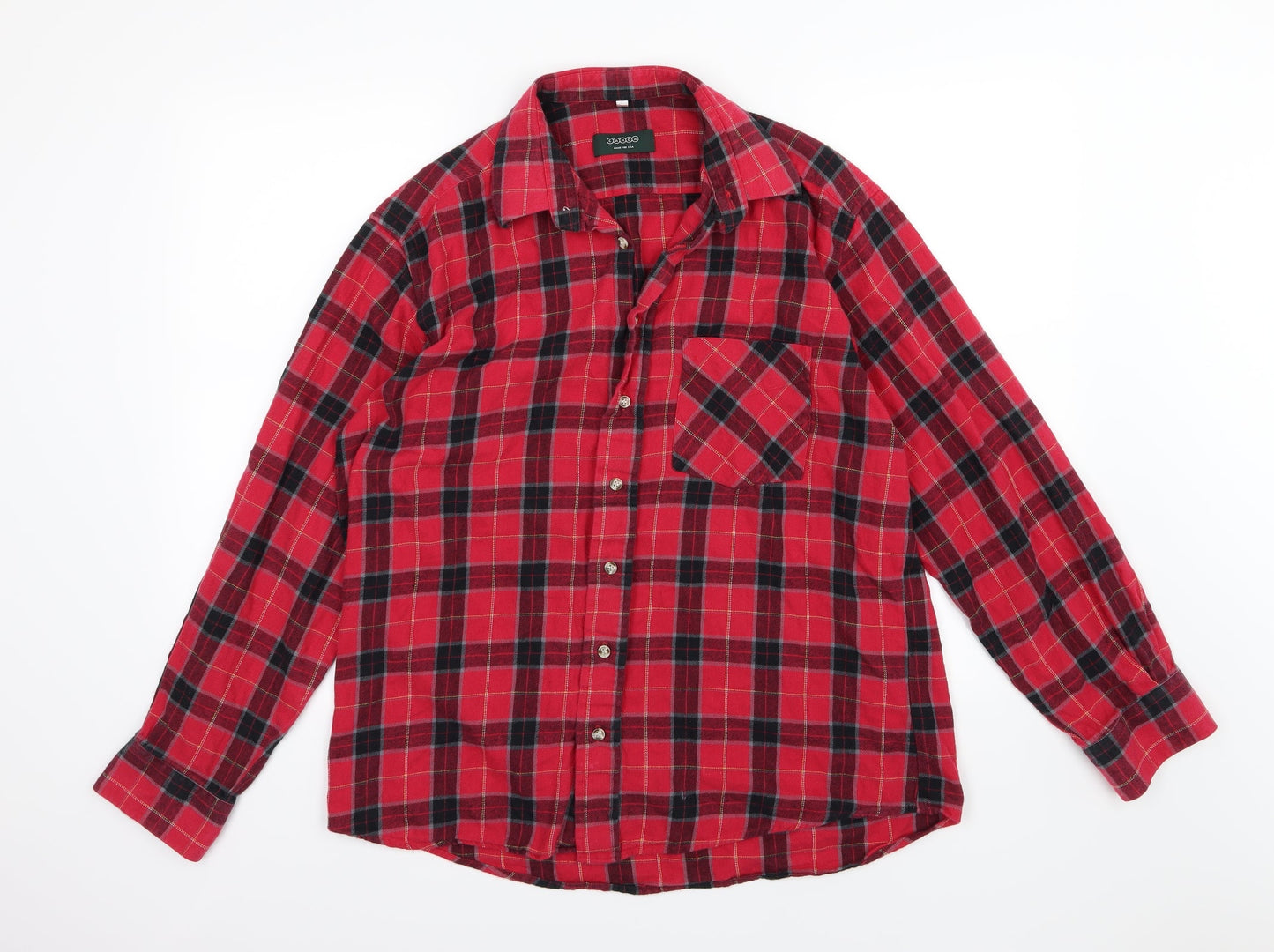 Mens UK Size L C&A Red  Button-Up Long Sleeve Casual Shirt
