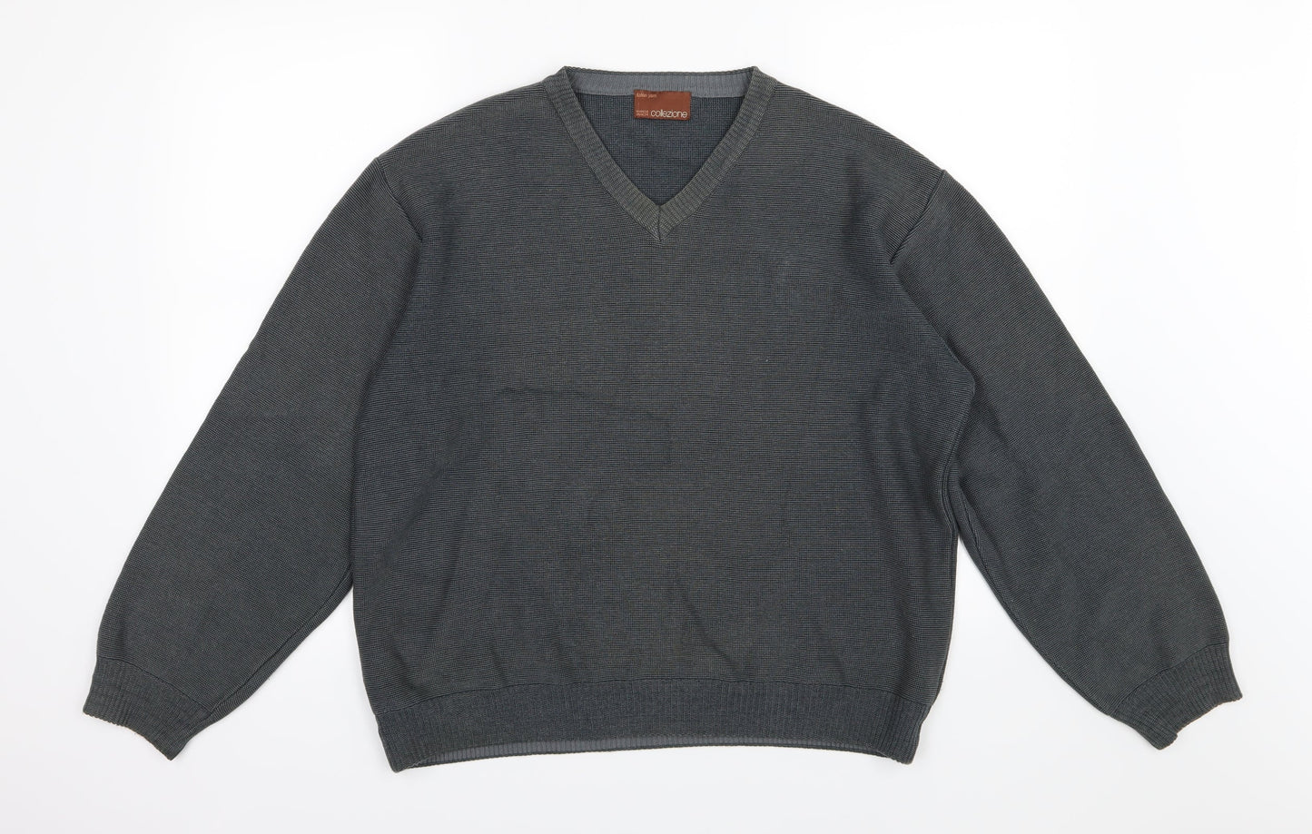 Marks and Spencer Mens Grey Striped Knit Pullover Jumper Size M