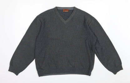 Marks and Spencer Mens Grey Striped Knit Pullover Jumper Size M