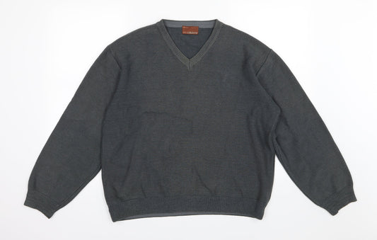 Marks and Spencer Mens Grey Striped Knit Pullover Jumper Size M