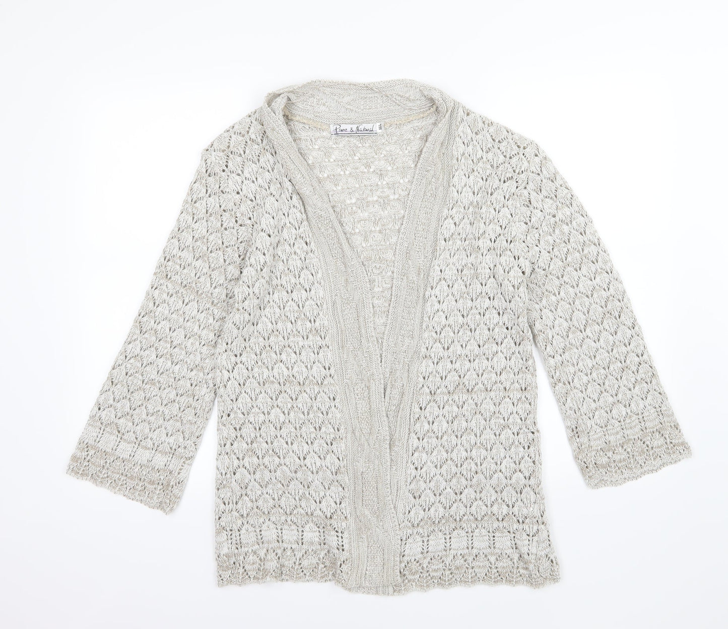 Pure & Natural Womens Brown Argyle/Diamond Knit Cardigan Jumper Size M