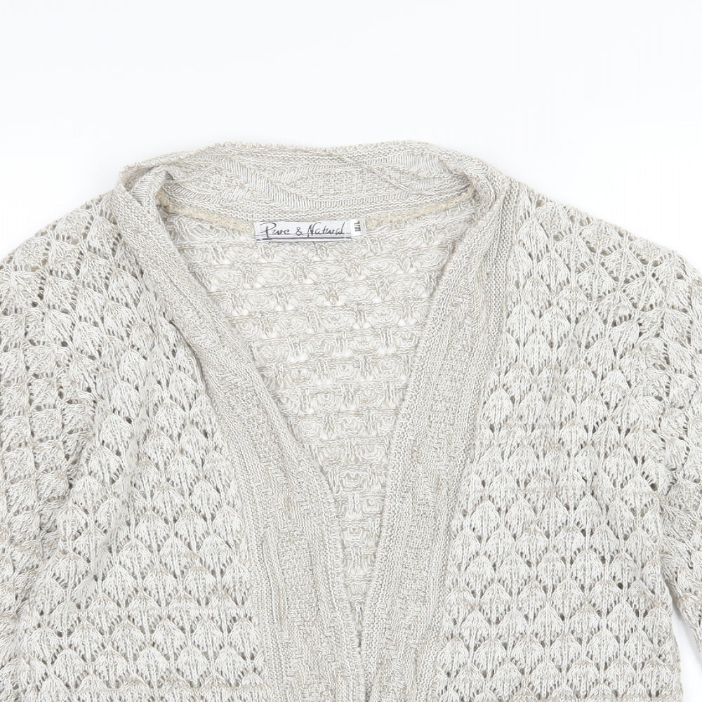 Pure & Natural Womens Brown Argyle/Diamond Knit Cardigan Jumper Size M