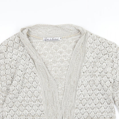 Pure & Natural Womens Brown Argyle/Diamond Knit Cardigan Jumper Size M