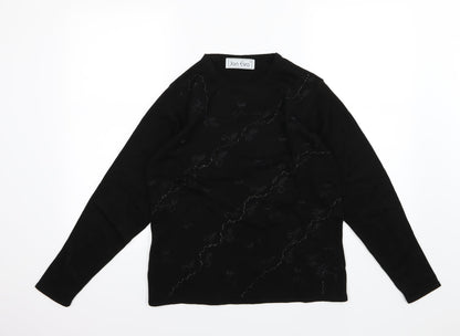 Jan Eva Womens Black  Knit Pullover Jumper Size M
