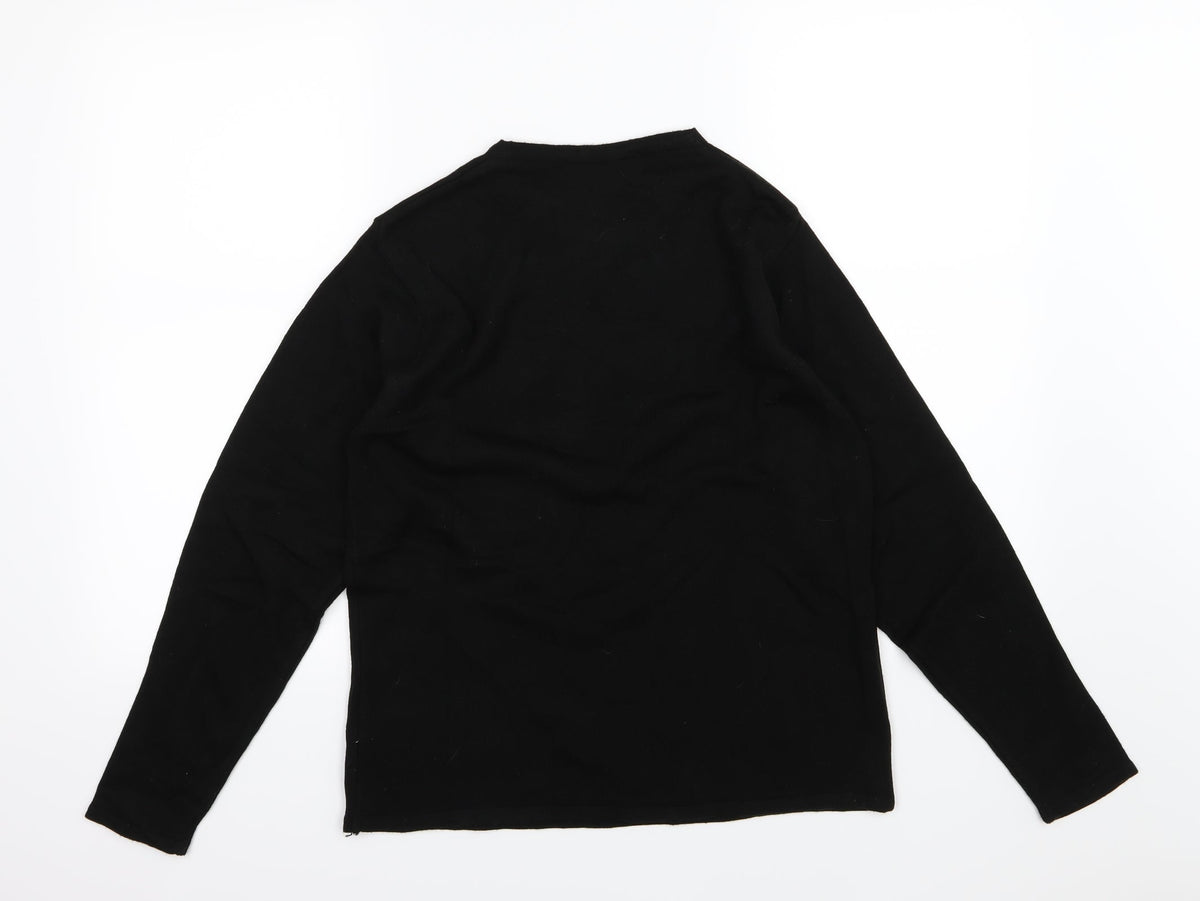 Jan Eva Womens Black  Knit Pullover Jumper Size M
