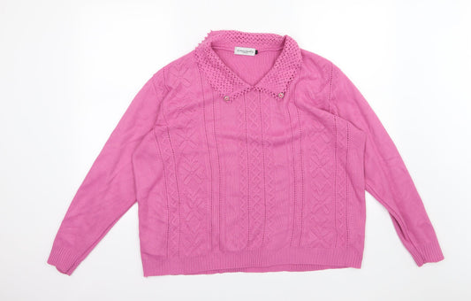 Merry Gold Womens Orange  Knit Pullover Jumper Size L