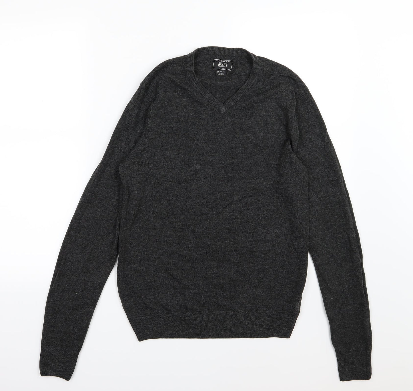 F&F Mens Grey  Knit Pullover Jumper Size S