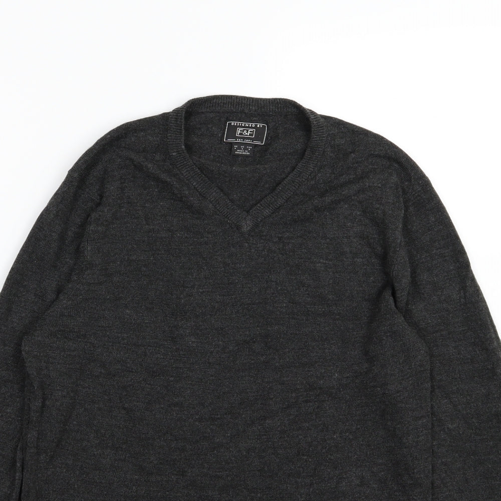 F&F Mens Grey  Knit Pullover Jumper Size S