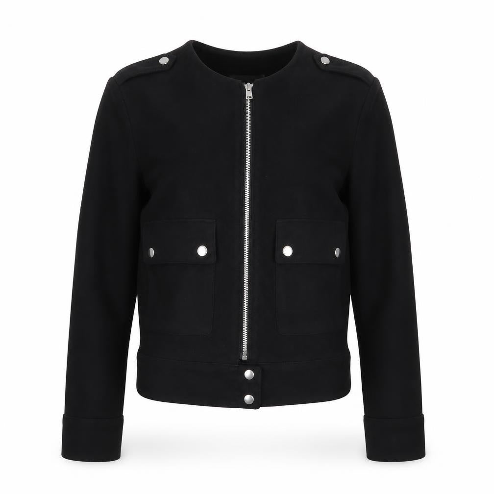 H&M Womens Black   Jacket  Size 6  - Suede Effect