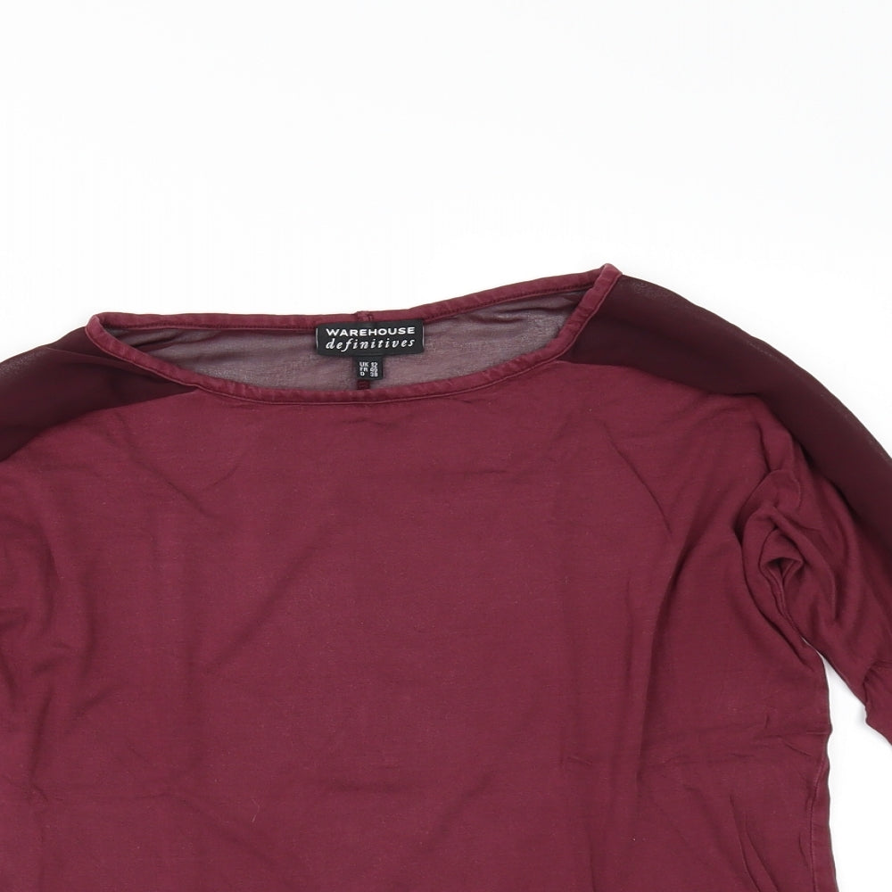 Womens UK Size 12 Warehouse Red Basic Polo
