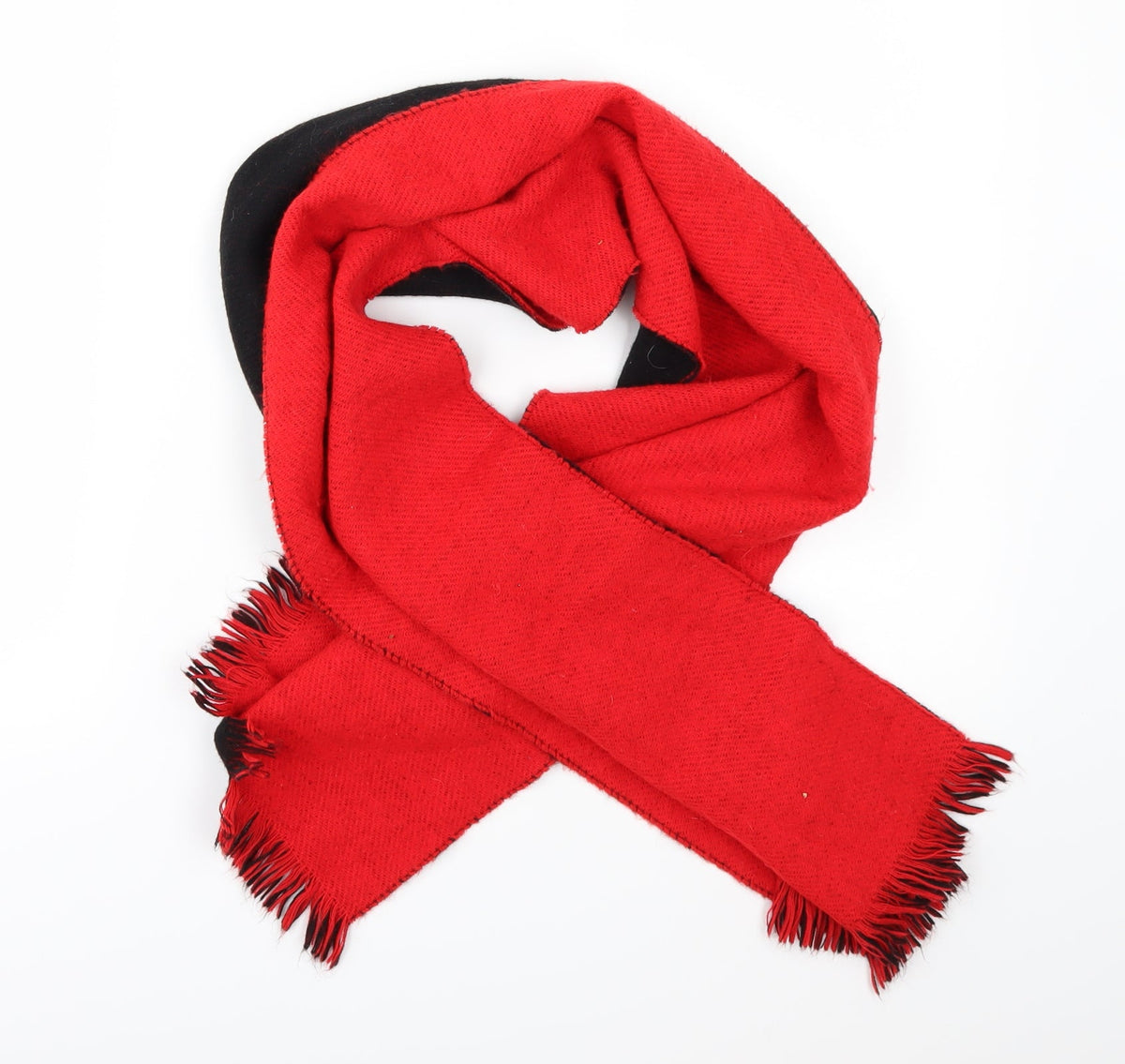 Front view of Preworn unisex red scarf