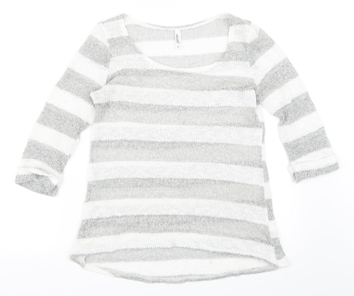 NEXT Womens Grey Striped  Pullover Jumper Size 12