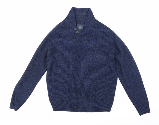 Atlantic Bay Mens Blue  Knit Pullover Jumper Size L