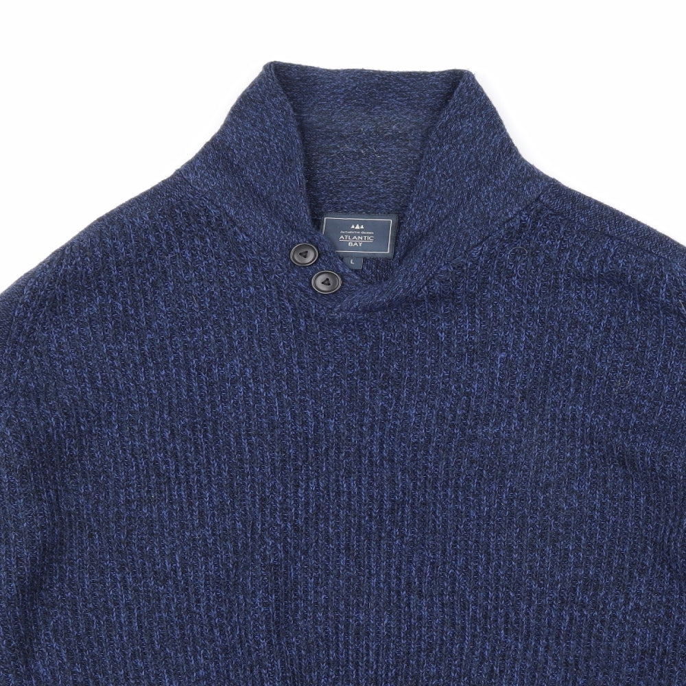 Atlantic Bay Mens Blue  Knit Pullover Jumper Size L